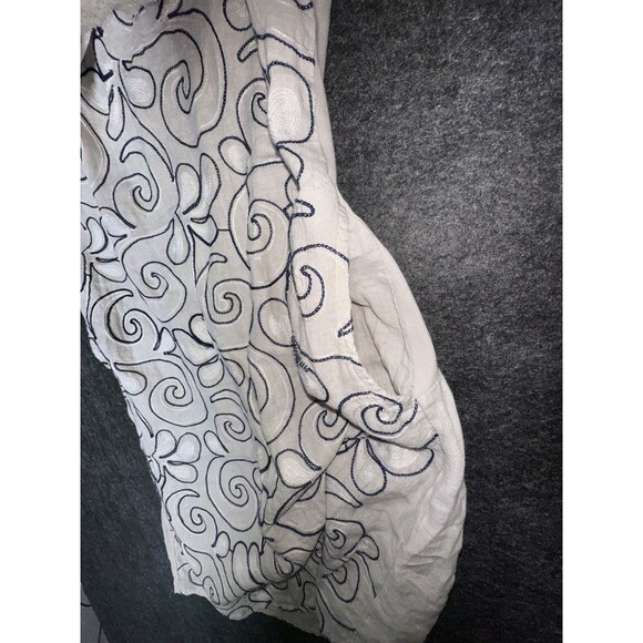 Lina Tomei Women's Floral Embroidered Cap Sleeve Shift Mini Dress Beige Small - Picture 4 of 9